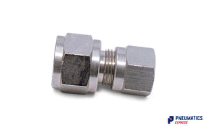 1/4" Female BSP to 8mm Stud Compression Fitting  (Nickel Plated Brass)