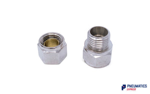 3/8" Female BSP to 10mm Stud Compression Fitting (Nickel Plated Brass)