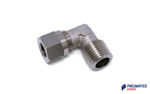 1/4" to 8mm BSPT Elbow Compression Pneumatic Fitting (Nickel Plated Brass)