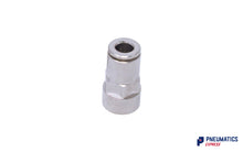 Load image into Gallery viewer, R130618 1/8&quot; to 6mm Female Stud Push-In Fitting (Nickel Plated Brass)