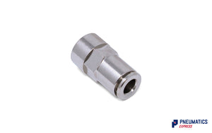 R130618 1/8" to 6mm Female Stud Push-In Fitting (Nickel Plated Brass)