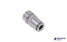Load image into Gallery viewer, R130618 1/8" to 6mm Female Stud Push-In Fitting (Nickel Plated Brass)