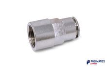 Load image into Gallery viewer, 3/8" to 10mm Female Stud Push-In Fitting (Nickel Plated Brass)