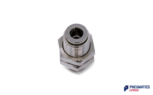 6mm to 6mm Union Bulkhead Connector Push-In Fitting (Nickel Plated Brass)