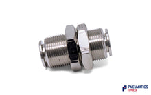 Load image into Gallery viewer, 8mm to 8mm Union Bulkhead Connector Push-In Fitting (Nickel Plated Brass)