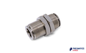 12mm to 12mm Union Bulkhead Connector Push-In Fitting (Nickel Plated Brass)