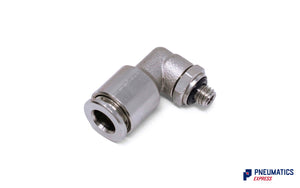 6mm to to M5 Swivel Elbow Push-In Fitting (Nickel Plated Brass)