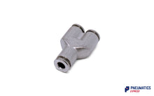 Load image into Gallery viewer, 4mm Intermediate y Push-In Fitting (Nickel Plated Brass)