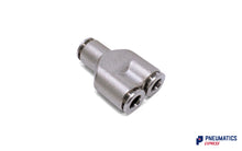 Load image into Gallery viewer, 6mm Intermediate Y Push-In Fitting (Nickel Plated Brass)