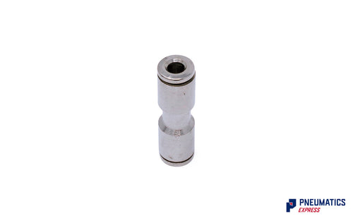 4mm to 4mm Union Straight Push-In Fitting (Nickel Plated Brass)