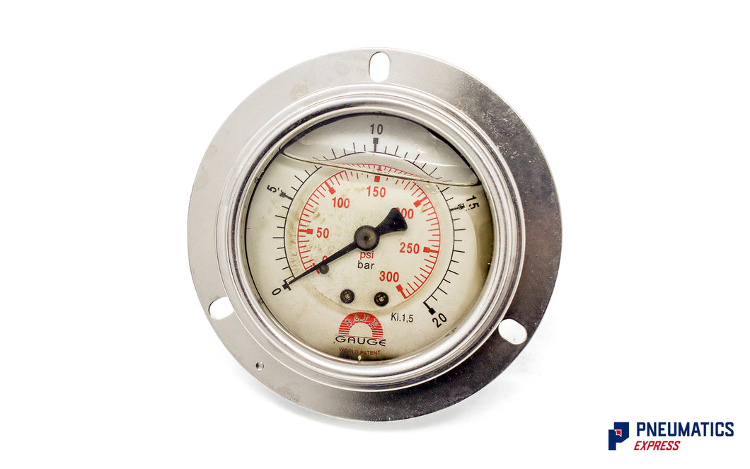 Watson Stainless Steel 20 Bar Flange Pressure Gauge (Back Entry) 1/4