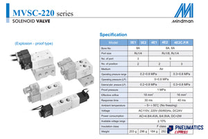 Mindman MVSC-220-4E1 (AC110v/AC220v/DC24v) Solenoid Valve 5/2 1/4"